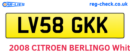 LV58GKK are the vehicle registration plates.