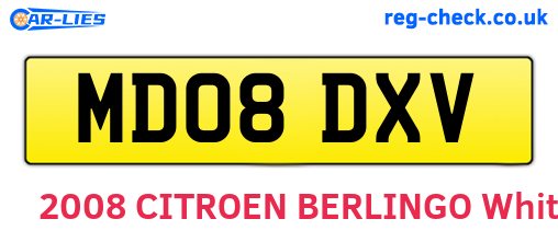 MD08DXV are the vehicle registration plates.