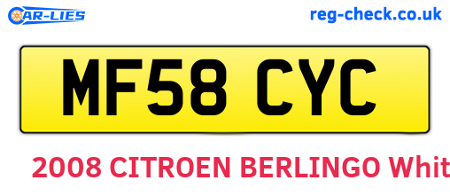 MF58CYC are the vehicle registration plates.