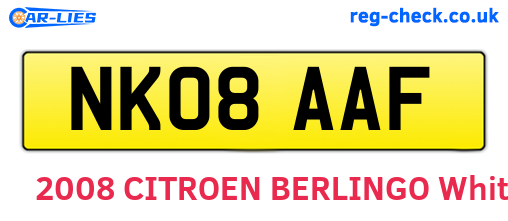 NK08AAF are the vehicle registration plates.