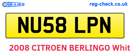 NU58LPN are the vehicle registration plates.