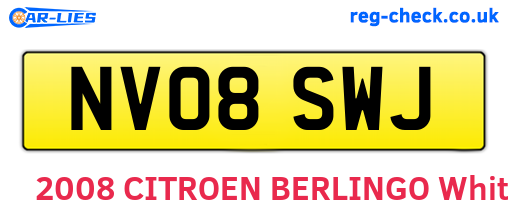 NV08SWJ are the vehicle registration plates.