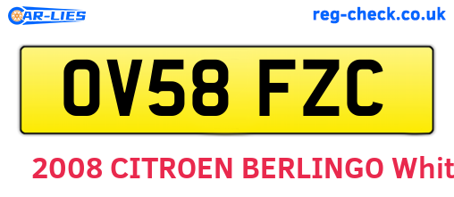 OV58FZC are the vehicle registration plates.