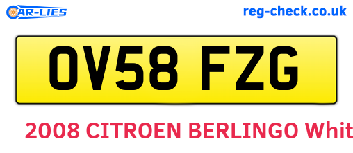 OV58FZG are the vehicle registration plates.