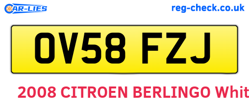 OV58FZJ are the vehicle registration plates.