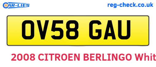 OV58GAU are the vehicle registration plates.