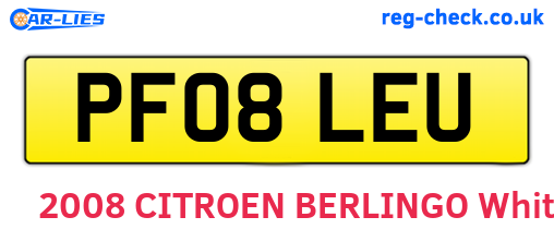 PF08LEU are the vehicle registration plates.