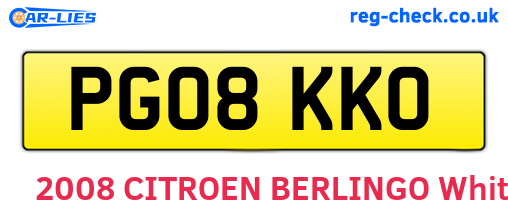 PG08KKO are the vehicle registration plates.