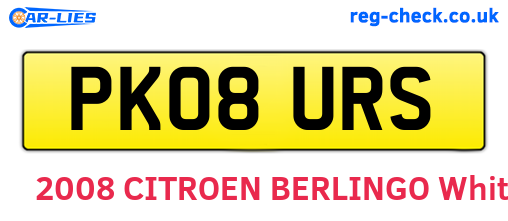 PK08URS are the vehicle registration plates.