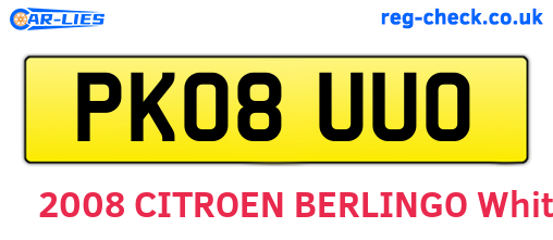 PK08UUO are the vehicle registration plates.