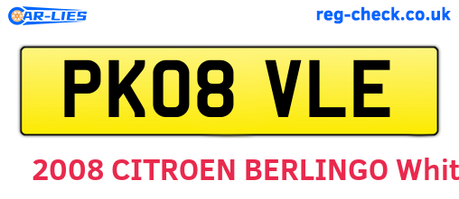 PK08VLE are the vehicle registration plates.