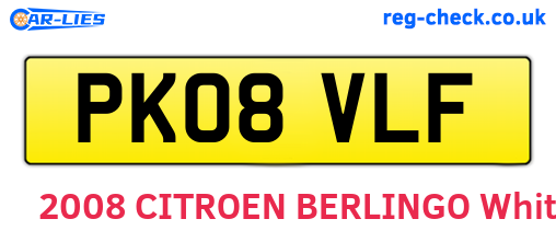 PK08VLF are the vehicle registration plates.