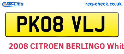 PK08VLJ are the vehicle registration plates.