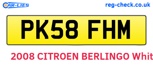 PK58FHM are the vehicle registration plates.