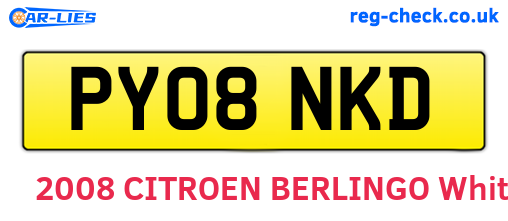PY08NKD are the vehicle registration plates.