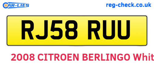 RJ58RUU are the vehicle registration plates.