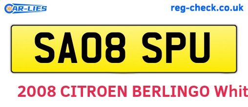 SA08SPU are the vehicle registration plates.