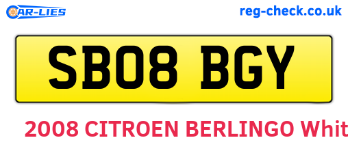 SB08BGY are the vehicle registration plates.