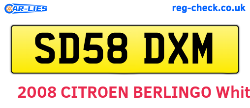 SD58DXM are the vehicle registration plates.