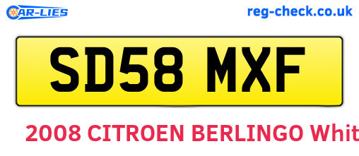SD58MXF are the vehicle registration plates.