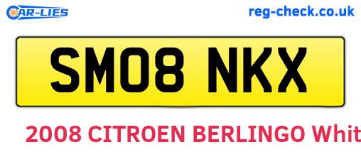SM08NKX are the vehicle registration plates.