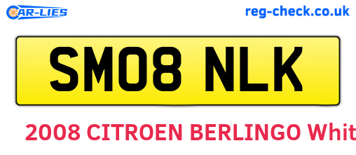 SM08NLK are the vehicle registration plates.