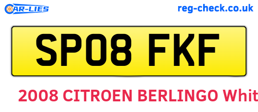SP08FKF are the vehicle registration plates.