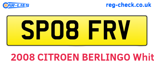 SP08FRV are the vehicle registration plates.