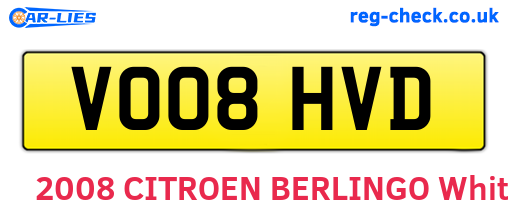 VO08HVD are the vehicle registration plates.