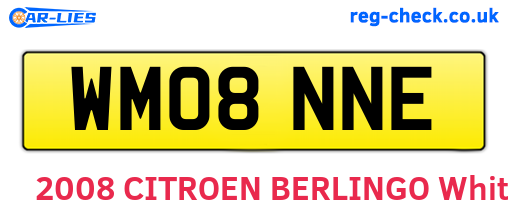 WM08NNE are the vehicle registration plates.