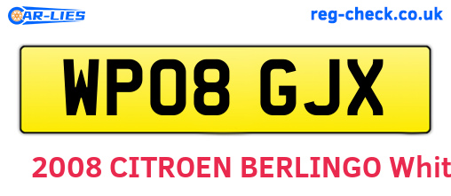 WP08GJX are the vehicle registration plates.