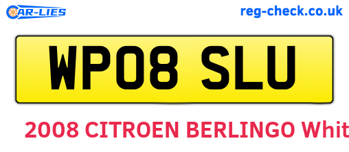 WP08SLU are the vehicle registration plates.