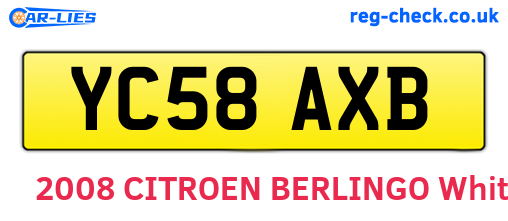 YC58AXB are the vehicle registration plates.