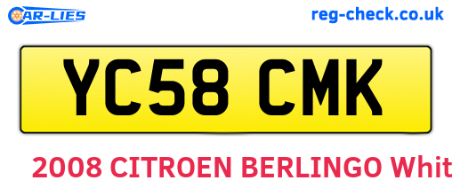 YC58CMK are the vehicle registration plates.