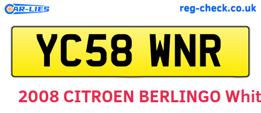 YC58WNR are the vehicle registration plates.