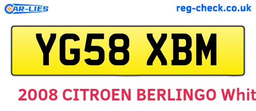 YG58XBM are the vehicle registration plates.
