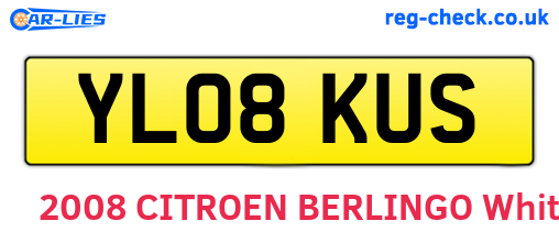 YL08KUS are the vehicle registration plates.