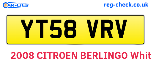 YT58VRV are the vehicle registration plates.