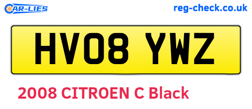HV08YWZ are the vehicle registration plates.