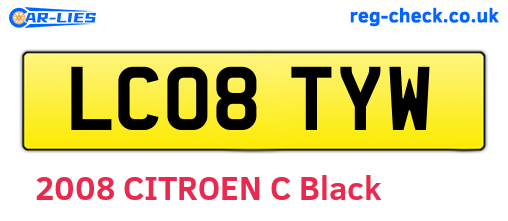 LC08TYW are the vehicle registration plates.