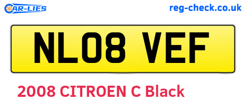 NL08VEF are the vehicle registration plates.