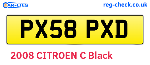 PX58PXD are the vehicle registration plates.