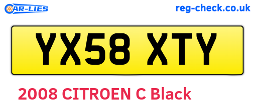 YX58XTY are the vehicle registration plates.