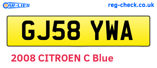 GJ58YWA are the vehicle registration plates.