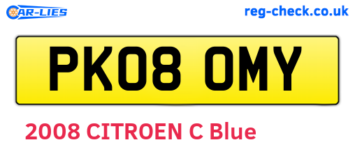 PK08OMY are the vehicle registration plates.