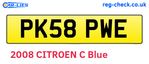PK58PWE are the vehicle registration plates.