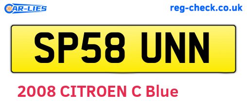 SP58UNN are the vehicle registration plates.