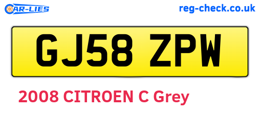GJ58ZPW are the vehicle registration plates.