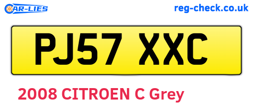 PJ57XXC are the vehicle registration plates.