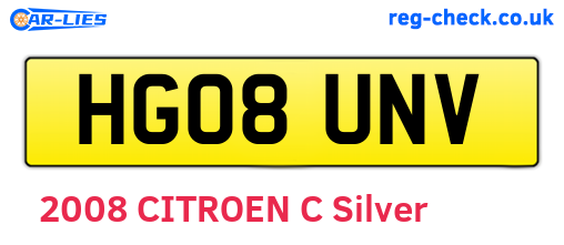 HG08UNV are the vehicle registration plates.